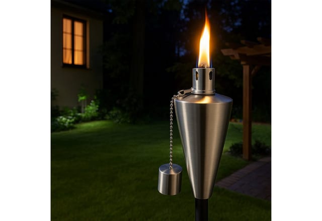 relaxdays Gartenfackel Edelstahl im 3er Set