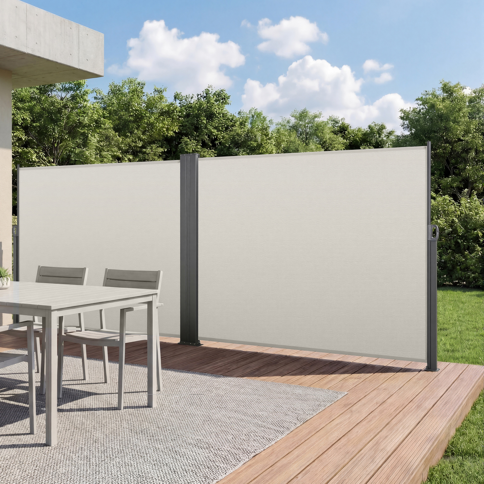 Vevor Seitenmarkise Ausziehbar 180x600 Cm, Seitenrollo Aus 180 G/m² Polyestergewebe, Wandmarkise, Windschutz, Sonnenschutz, Sichtschutz, Raumteiler Für Garten, Balkon, Pool, Terrasse, Beige