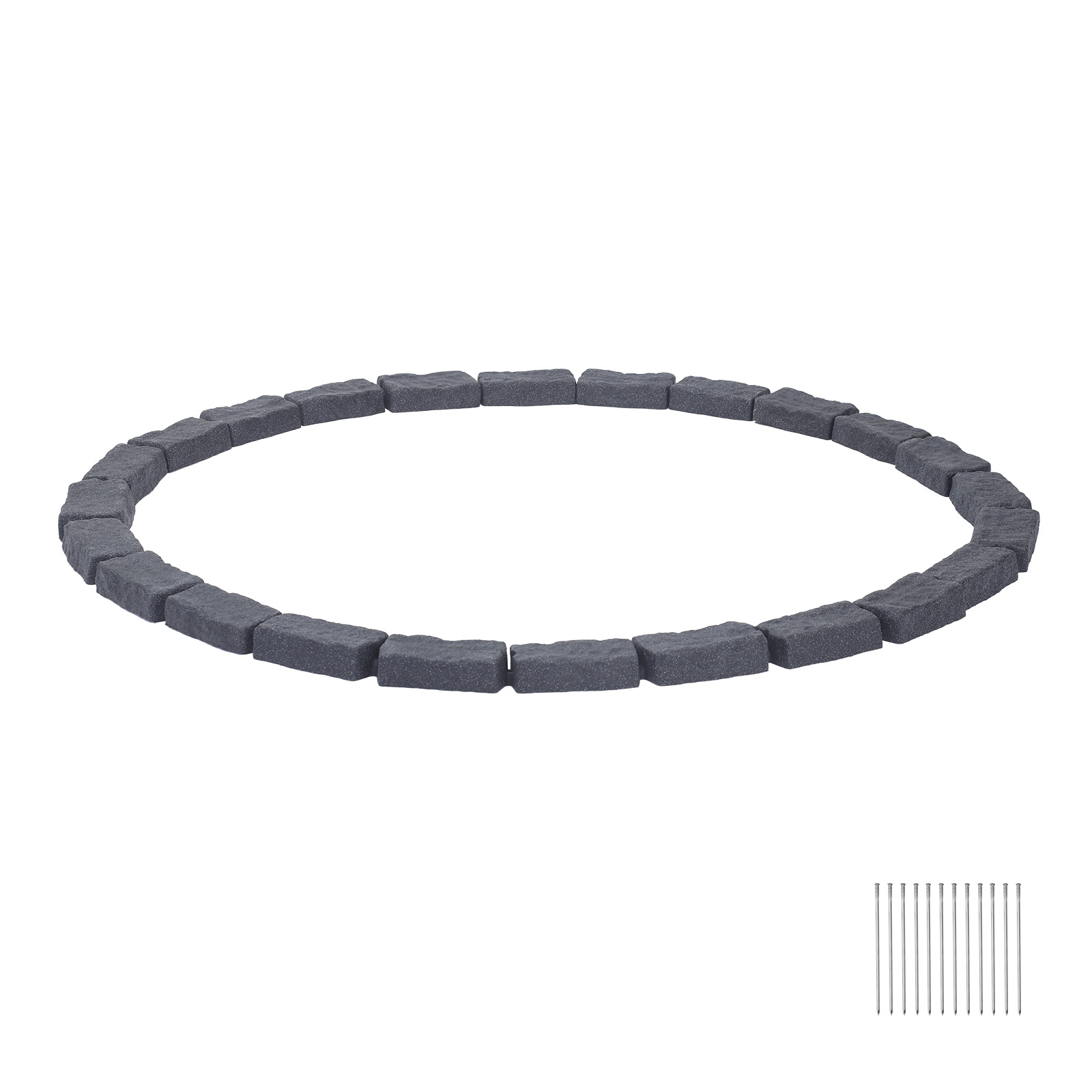 Vevor Beeteinfassung In Steinoptik, 4,7 M, Beetumrandung Ohne Graben, Rasenkante Für Rasen, Blumenbeete & Garten, 4er-pack (je 6 Steine ​​a 118x9,5x5,7 Cm), 12 Befestigungsspitzen, Anthrazit