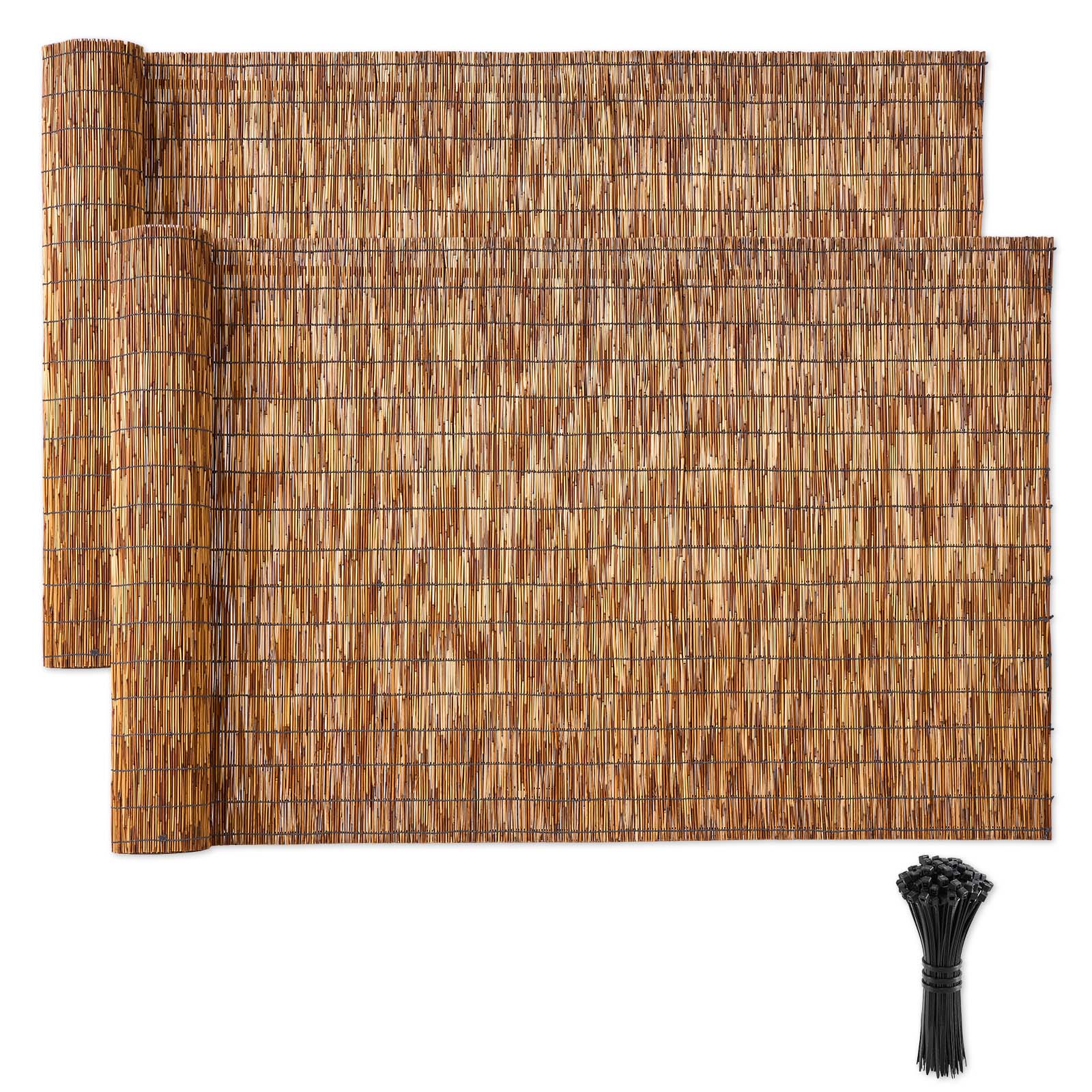 Vevor Schilfrohrmatte 2er-pack 4x1,2 M Schilfmatte Sichtschutzmatte Dekorativer Gartenzaun, Balkonverkleidung Sichtschutzzaun Balkonschutz Sichtschutzstreifen Für Balkon Terrasse Garten Braun
