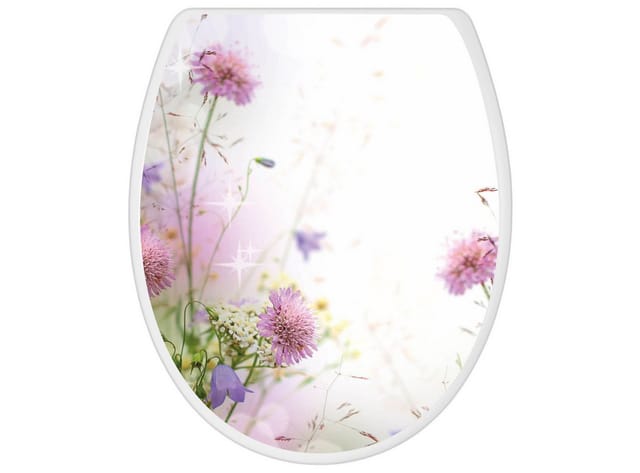 banjado WC-Sitz mit Absenkautomatik Motiv Glitzernde Wiese (umweltfreundliches Material, integrierte Scharniere), 44,5 x 37 x 5 cm