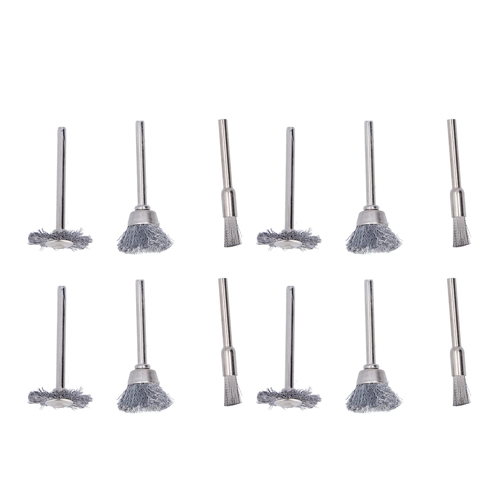 Set Mit 60 Stahldraht-scheibenbürsten – 1/8″ Dorn – 3 Größen – Entgraten – Für Rotationswerkzeuge/bohrmaschinen