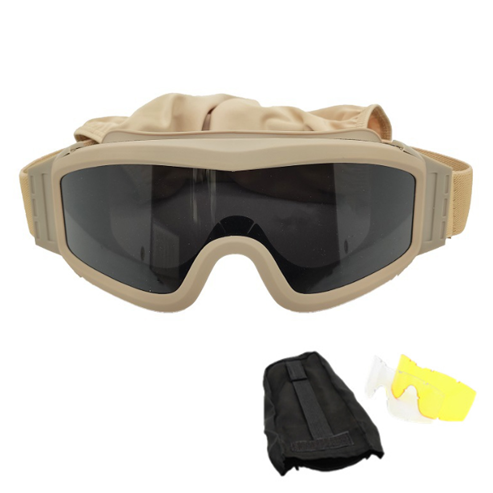 Lunettes Anti-criquets Désert Coupe-vent Anti-sable Extérieur Avec 2 Lentilles, Kaki
