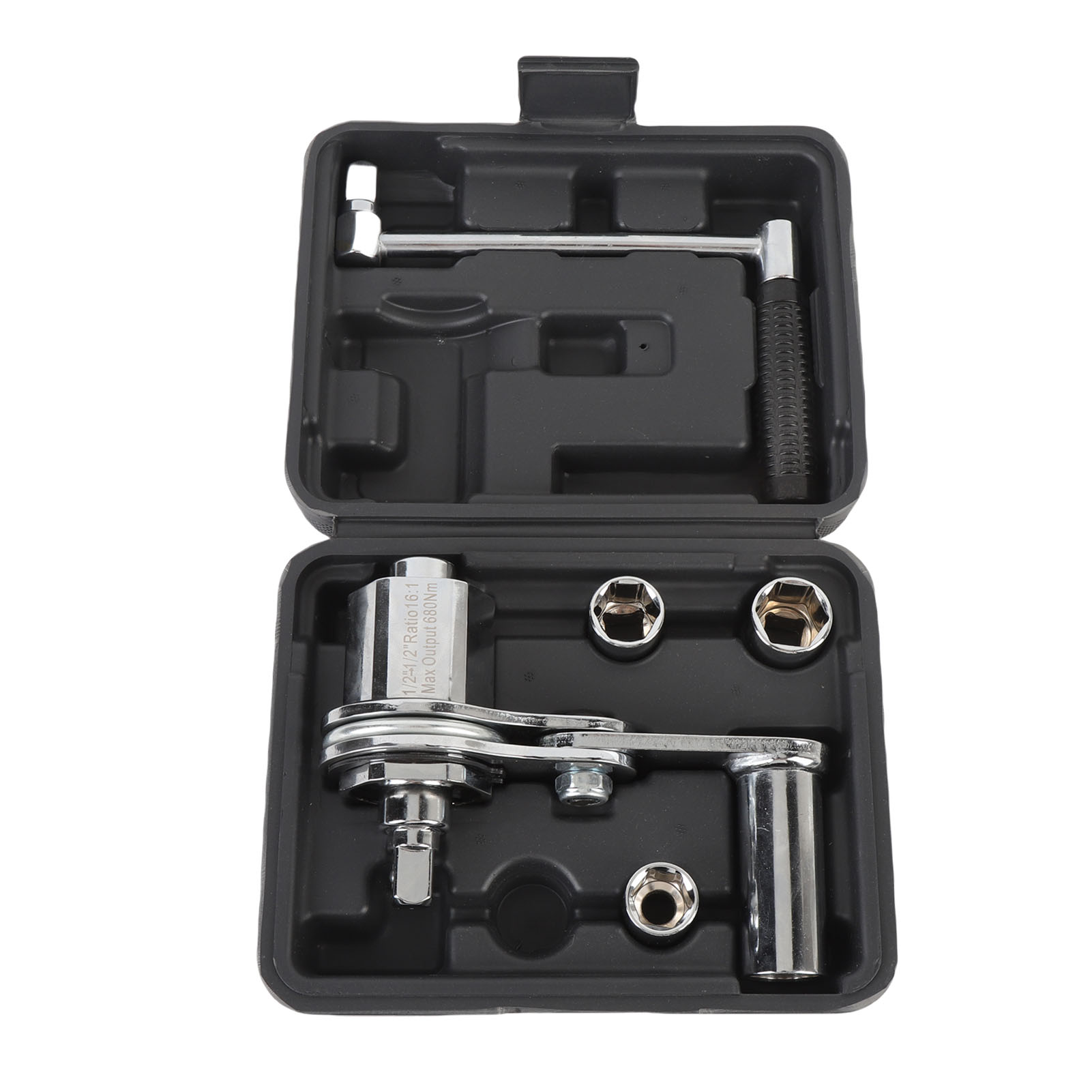 1/2" Drehmomentverstärker-schlüssel Mit 17 Mm, 19 Mm, 21 Mm Steckschlüsseln Und Radmutternausdreher Für Einen Arbeitssparenden Reifenwechsel.
