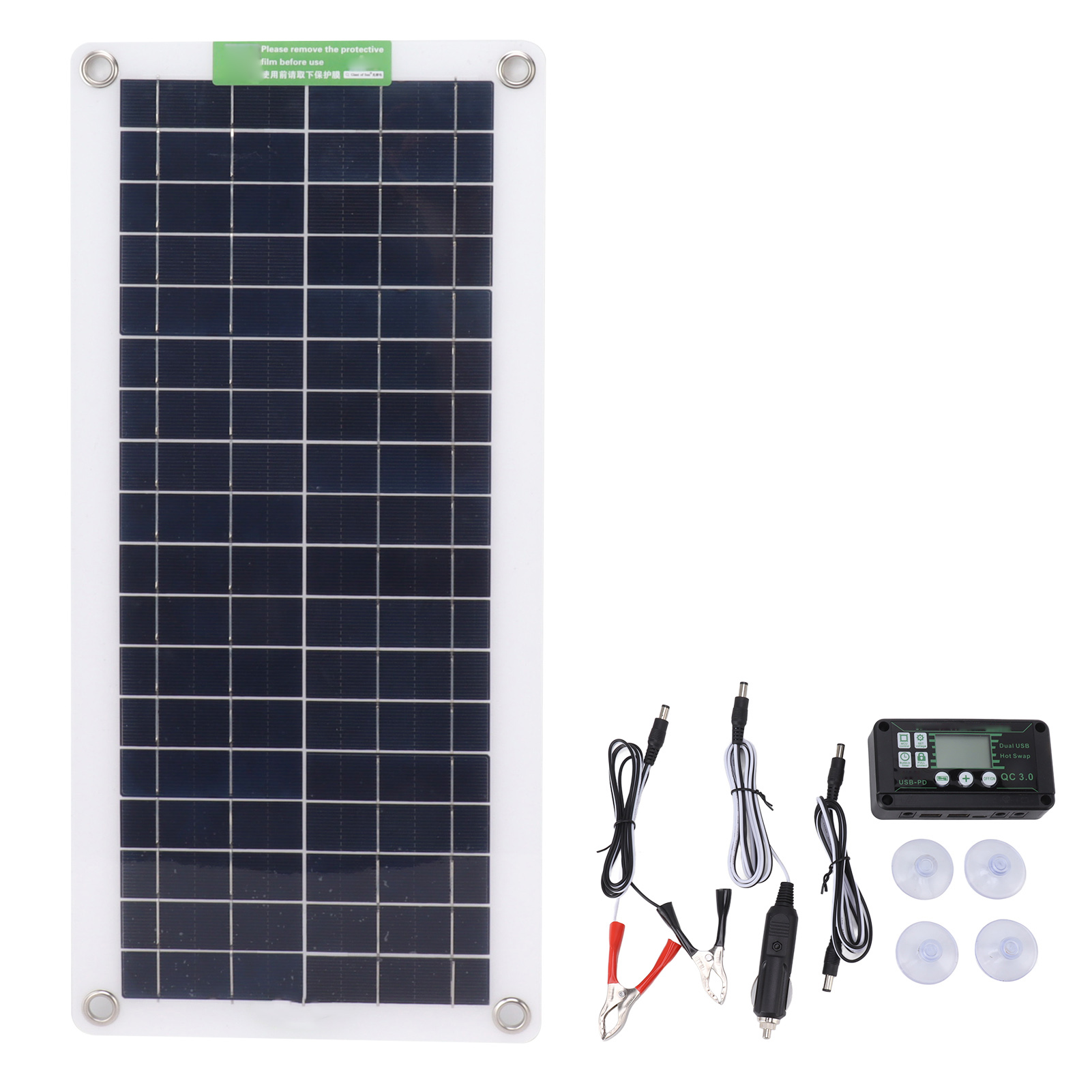 30w 18v Monokristallines Tragbares Solarpanel-set Für Autos, Wohnmobile, Boote Und Yachten.