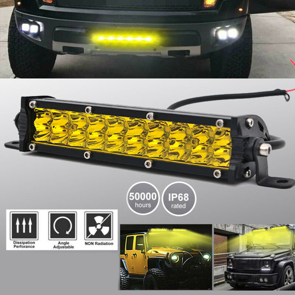 7 Zoll 60w Led-lichtleiste Mit Gelber Linse Offroad-nebelscheinwerfer Ip68 Wasserdicht Für 4x4 Pkw Lkw.