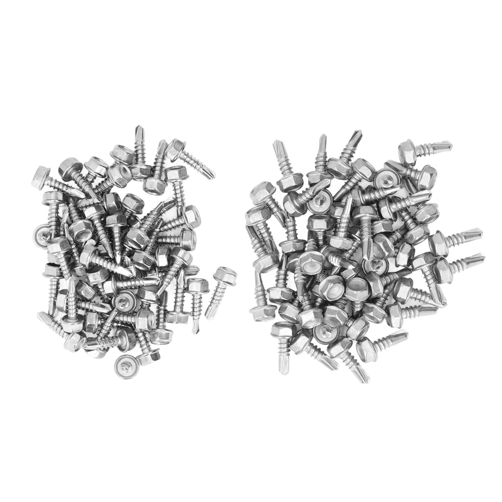 Sortiment Mit 100 Selbstschneidenden Sechskantschrauben, Befestigungsset 4,2x16mm Und 4,8x16mm, Sechskantschraubendreher.