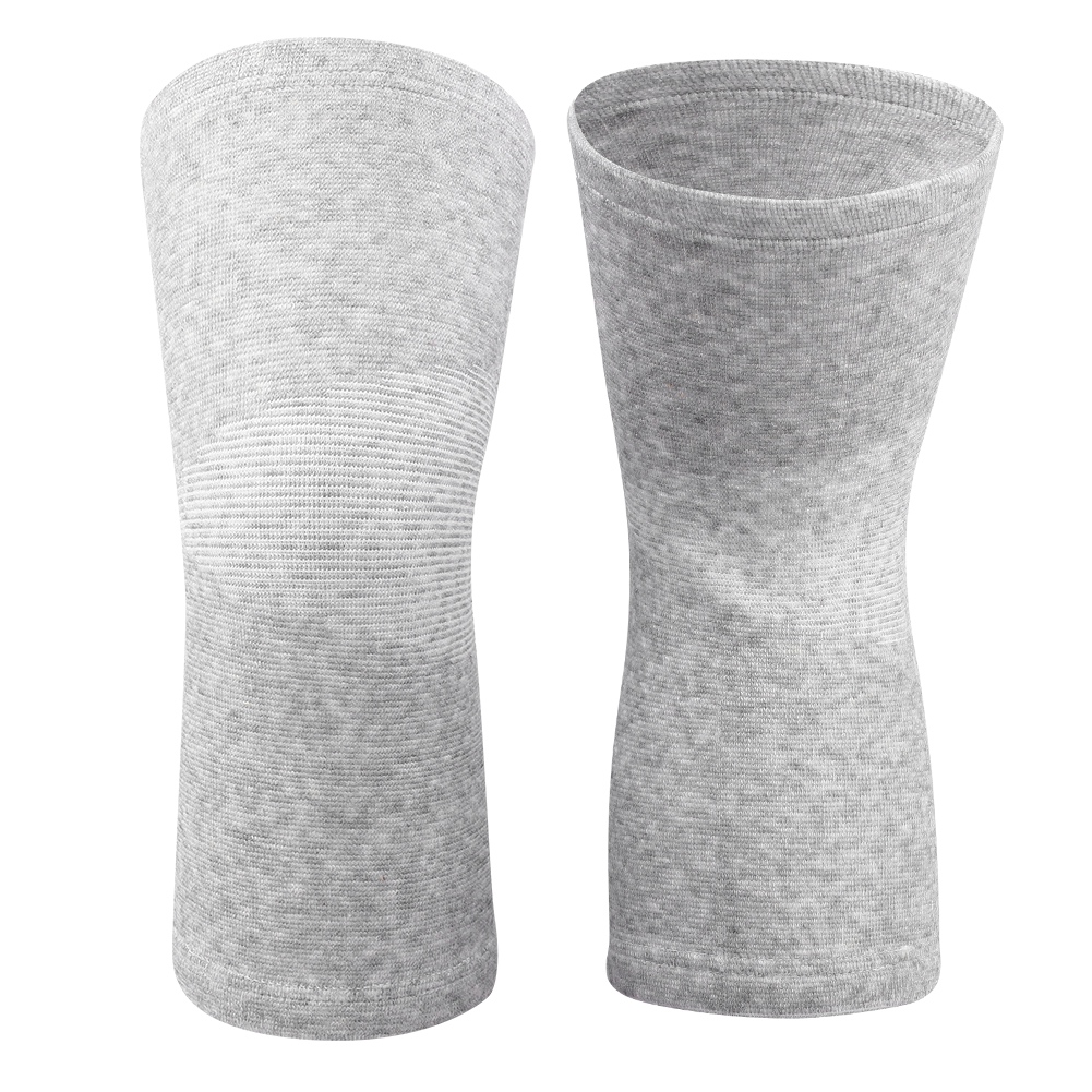 1 Paire Élastique Bambou Fibre Carbone Genouillère Garde Chaud Manchon Protecteur Gris L