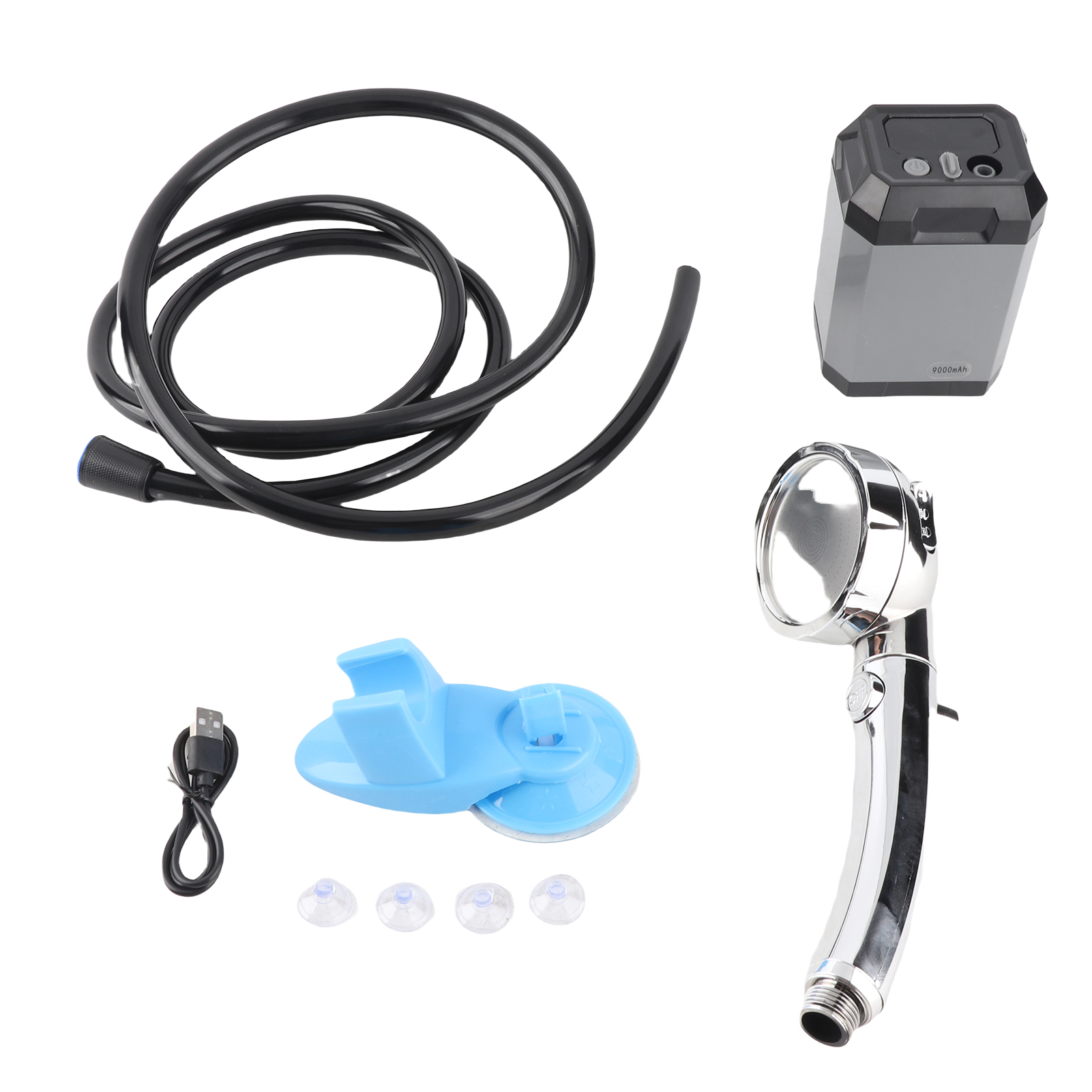 Tragbare Außendusche, Usb-aufladbar, Digitalanzeige, 5400mah Akku, Ideal Für Camping, Reisen, Wandern Und Tourismus, Grau.