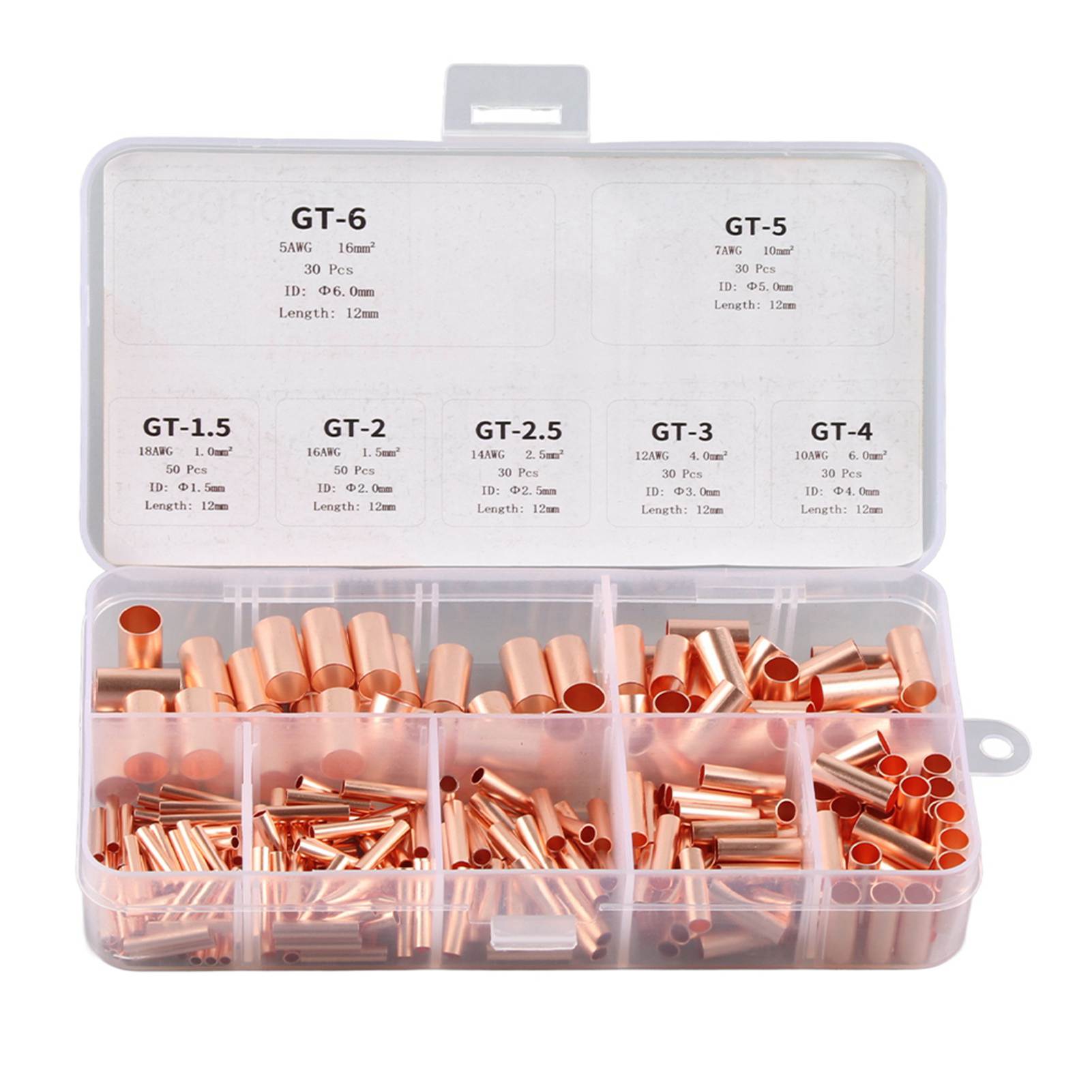 Kits Connecteurs Tubes Cuivre 250 Pièces Ensemble Connexion Terminaux Quincaillerie Fil