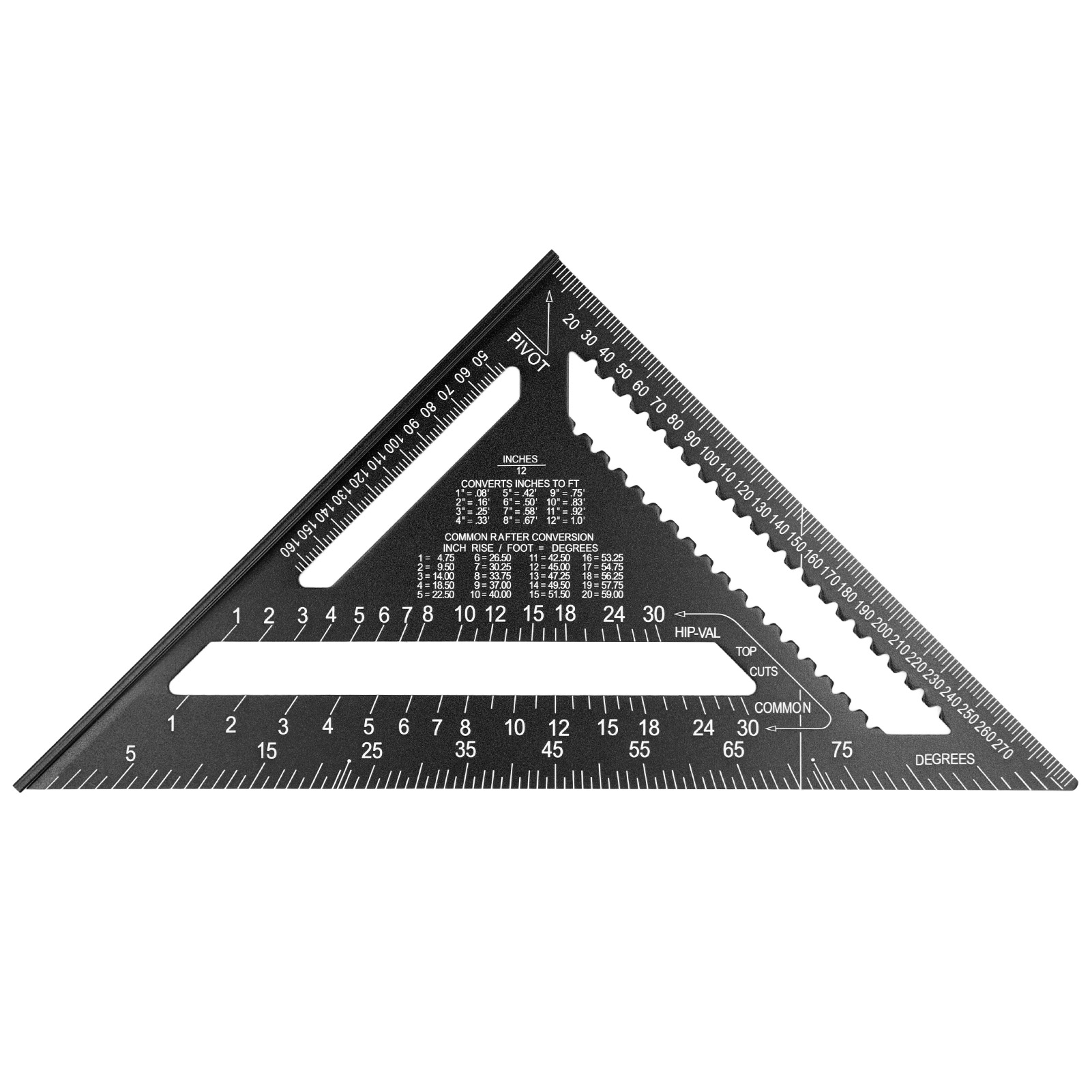 Rastky 30 Cm Dreiecklineal Aus Aluminiumlegierung, 45-90 Grad Winkelmesser Für Holzbearbeitung, Bilderrahmenherstellung Und Heimwerkerarbeiten (schwarz)