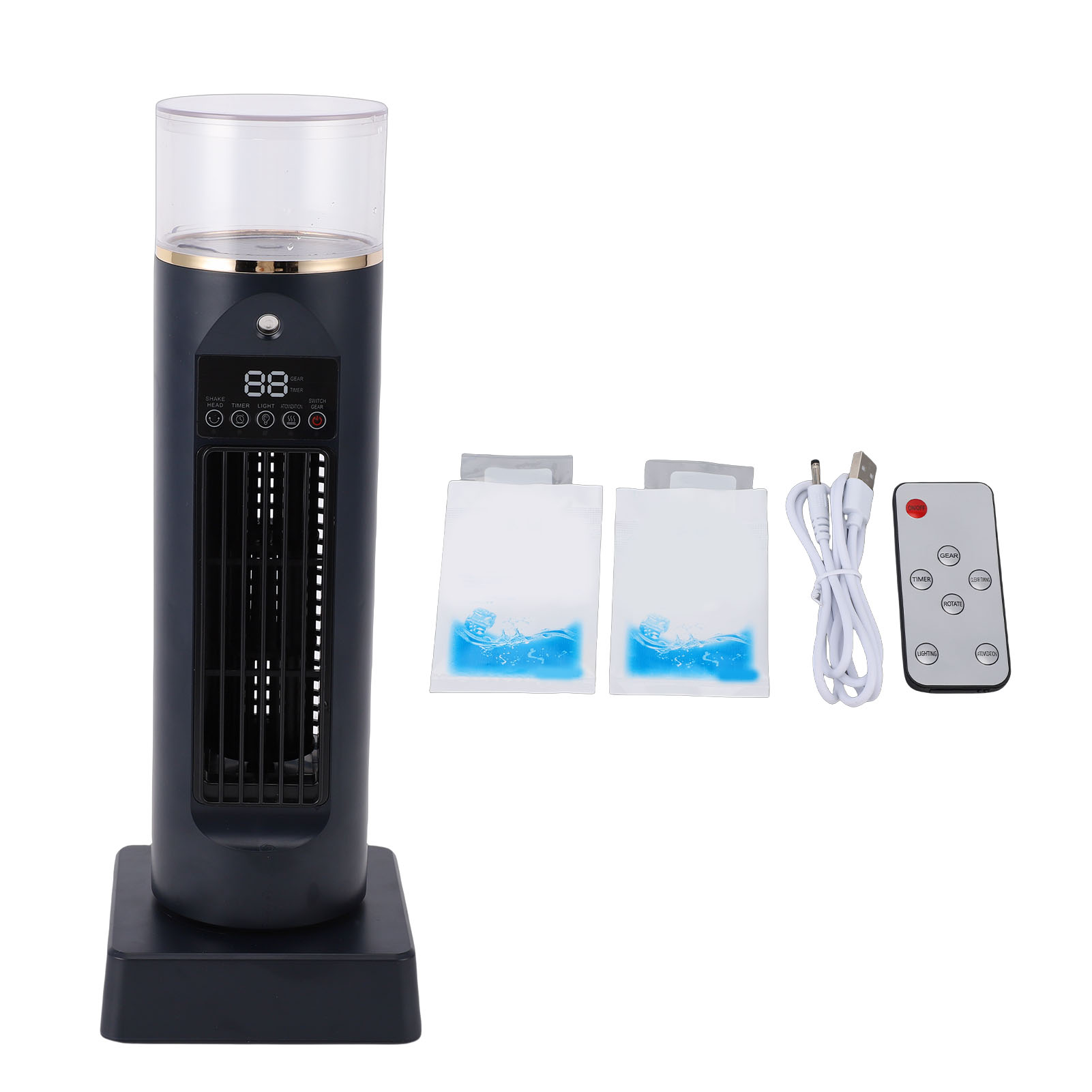 Ventilateur Tour Économie Énergie 6 Vitesses Silencieux Sans Lame Minuterie Salon Noir Télécommande