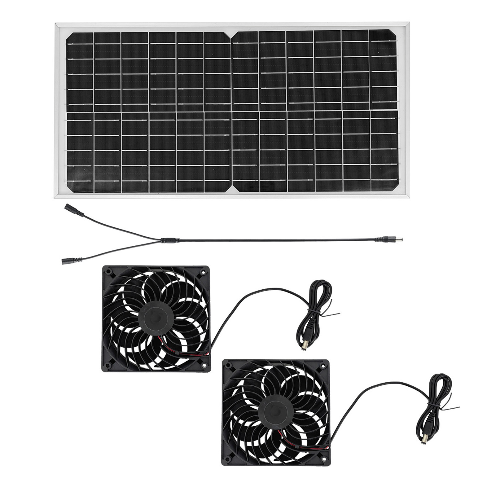 Kit Ventilateur Extraction Solaire Avec Panneau 16w, 2 Évents Sans Balais Dc Pour Serre Et Poulailler