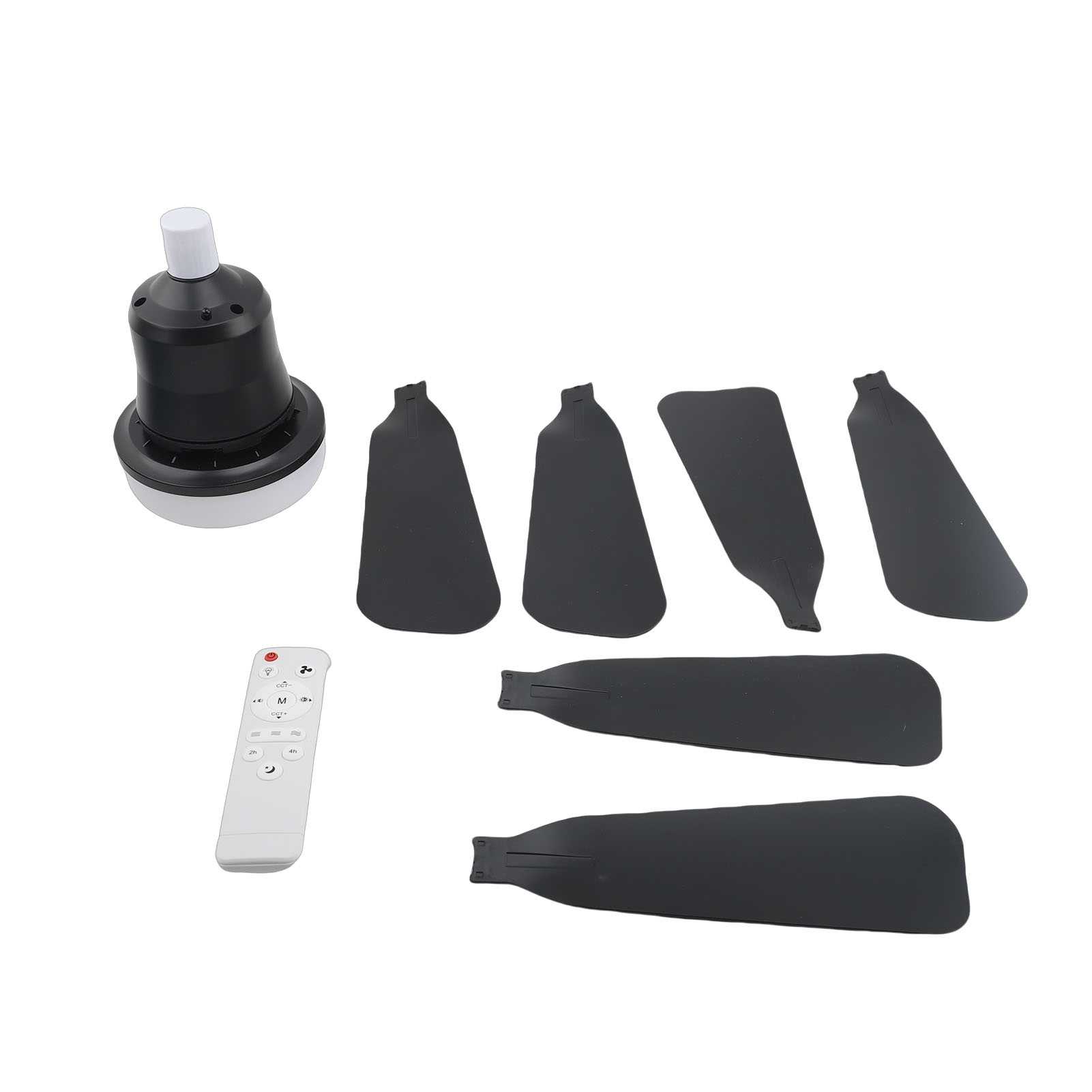 Ventilateur Plafond Moderne 20,5 Pouces Avec Lumière Led E27 Lames Détachables, Noir