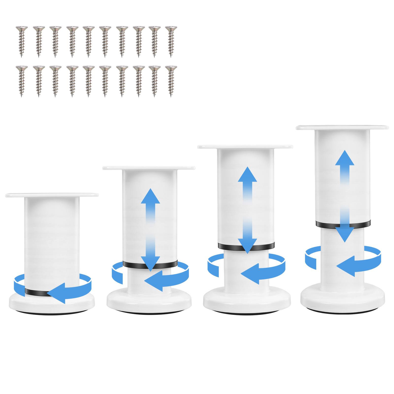 Set Mit 4 Möbelfüßen (inkl. Schrauben) - Höhenverstellbar 8-12 Cm, Schwarze Metallfüße, Kompatibel Mit Stühlen, Betten, Sofas, Schränken, Schlafsofas, Kommoden Und Tischen.