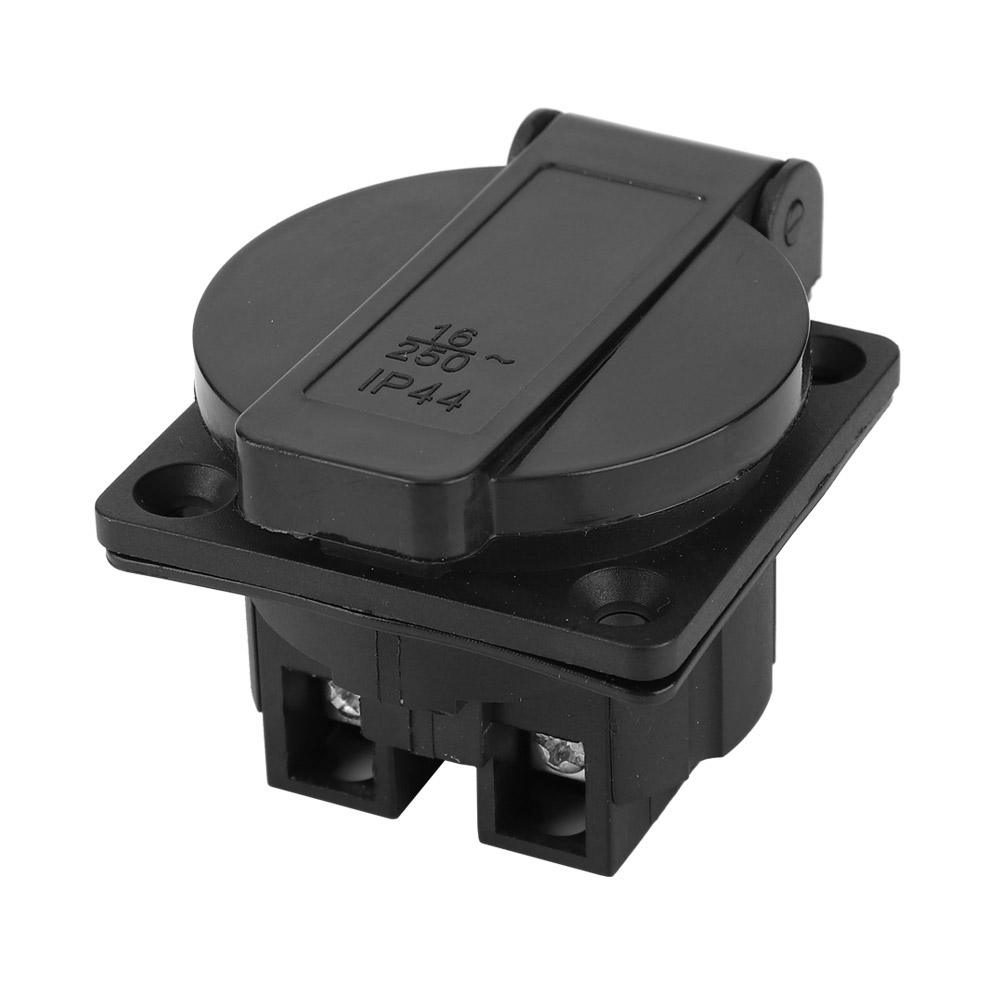 Deutsche Industrie-wasserdichte Steckdose 250v 16a Schwarzer Pa66-kunststoff 65x50x40mm Für Generatoren Und Außenanwendungen.