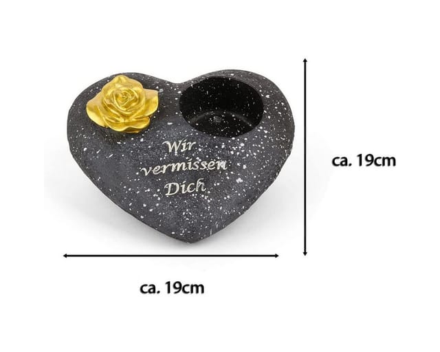 Novaliv LED Dekolicht 19917-128016-1x, Grabschmuck Herz Schwarz mit Rose Spruch Wir vermissen Dich inkl. LED