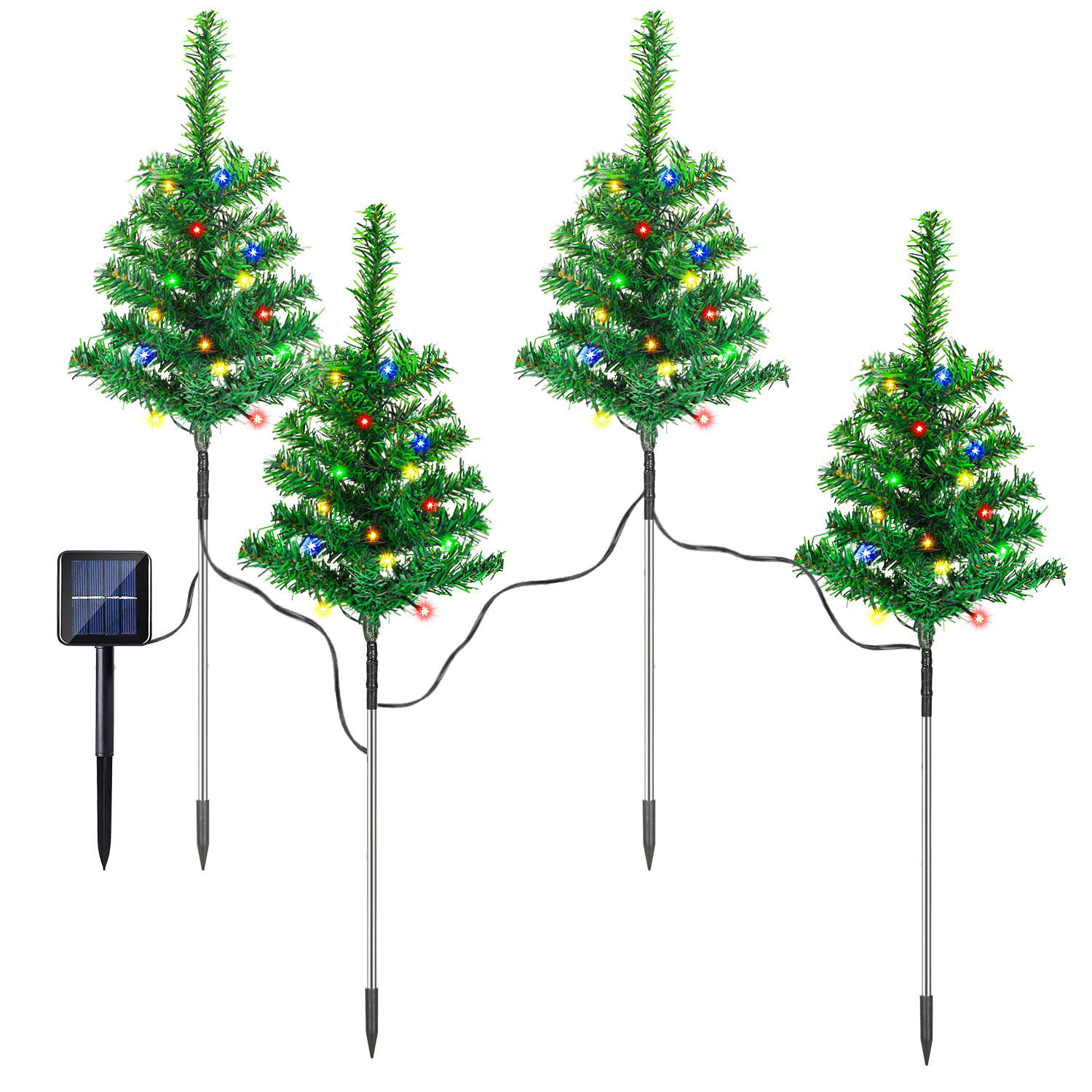 Tolletour Solar-weihnachtsbaum Gartenstecker, 12 Stück, 240 Bunte Leds, 8 Leuchtmodi, 50 Cm