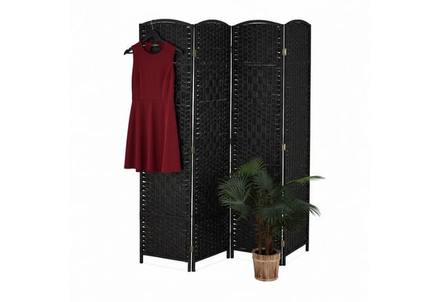 relaxdays Paravent Raumteiler 4 teilig, schwarz