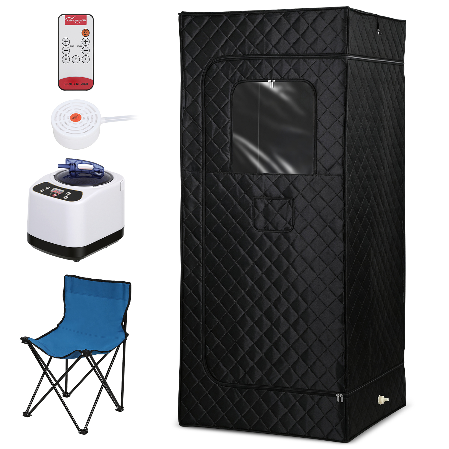 Jiubiaz Mobile Dampfsauna 1200 W Mit 3 L Dampferzeuger, Fernbedienung Und Klappstuhl