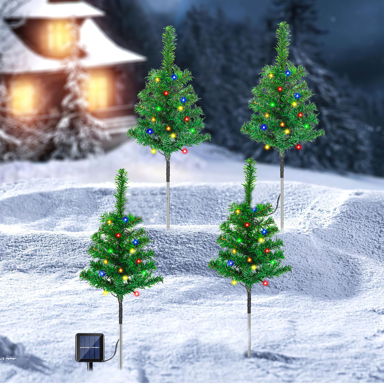 Jiubiaz Solar-weihnachtsbaum Gartenstecker, 12 Stück, 240 Bunte Leds, 8 Leuchtmodi, 50 Cm