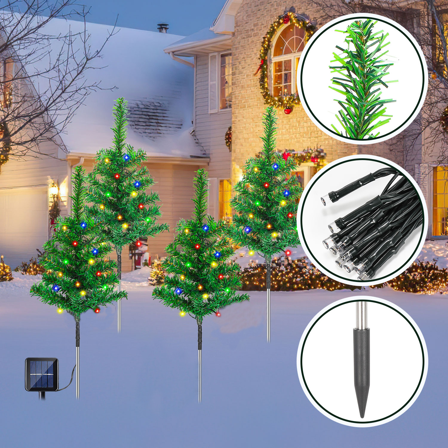 Jiubiaz Solar-weihnachtsbaum Gartenstecker, 16 Stück, 320 Bunte Leds, 8 Leuchtmodi, 50 Cm