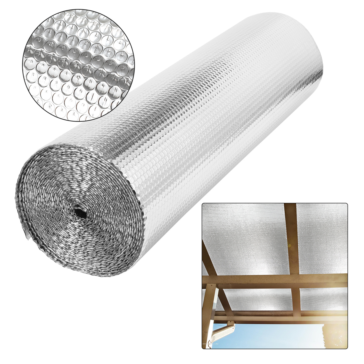 Jiubiaz Thermofolie Alu 10 M Dämmrolle 130g Reflektorfolie Isolierung Wand Boden Verpackung
