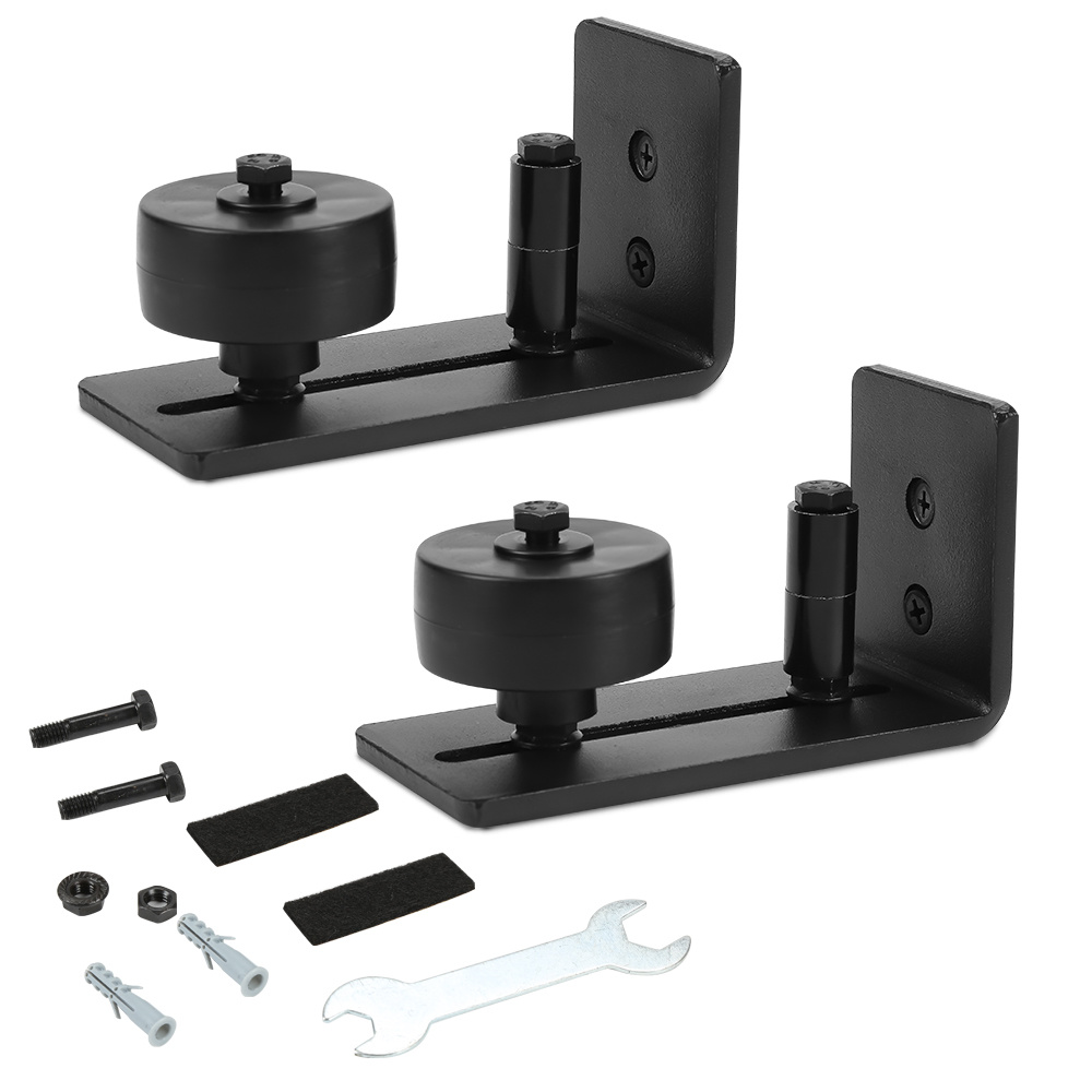 Jiubiaz 2x 8-in-1 Bodenführung Für Schiebetür, Kohlenstoffstahl Schwarz, 11,5 × 6,5 × 5 Cm, Ohne Bodenbohrung