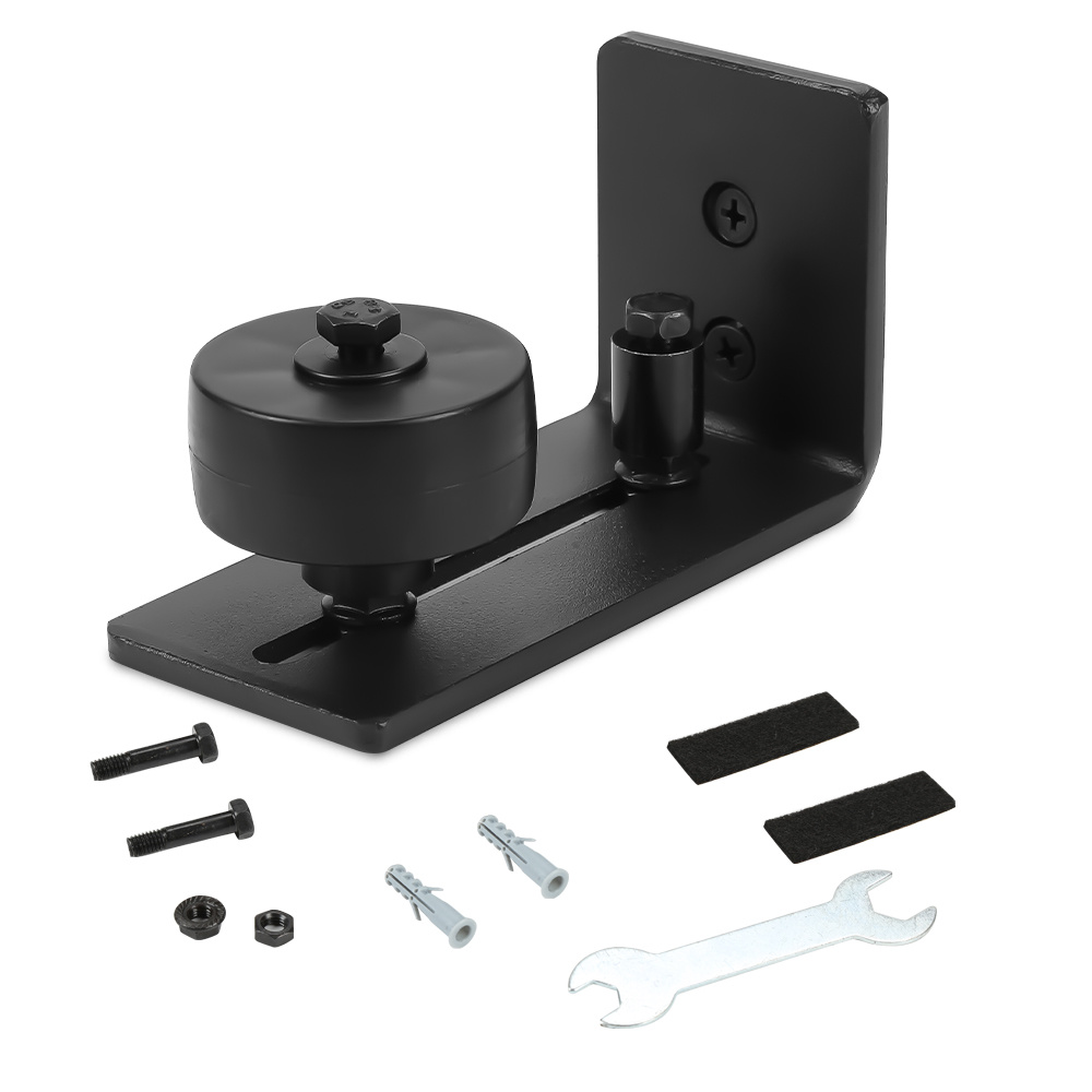 Jiubiaz 1x 8-in-1 Bodenführung Für Schiebetür, Kohlenstoffstahl Schwarz, 11,5 × 6,5 × 5 Cm, Ohne Bodenbohrung