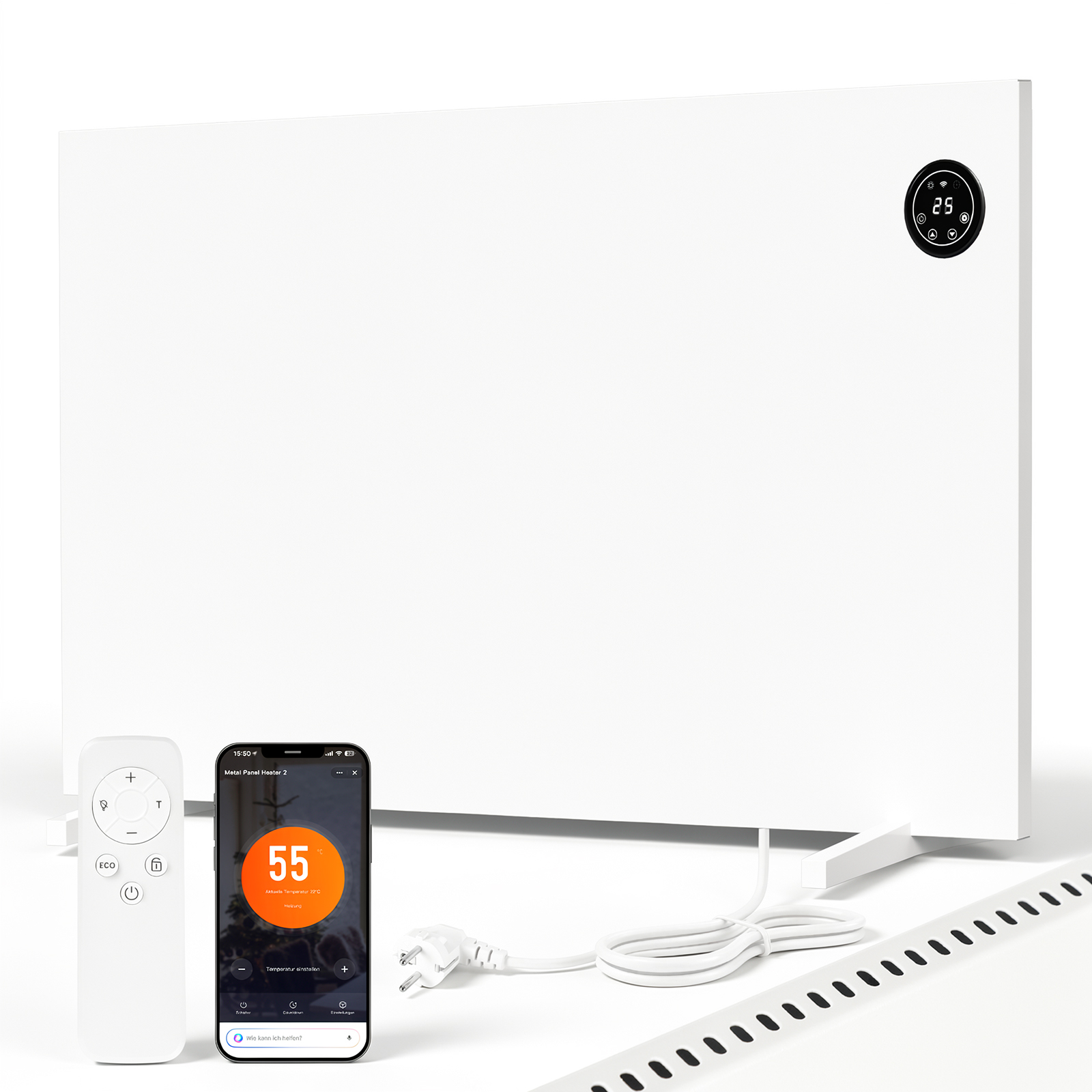 Jiubiaz Hybrid-infrarotheizung 750 W Wlan App Fernbedienung Touch Wand & Standheizung