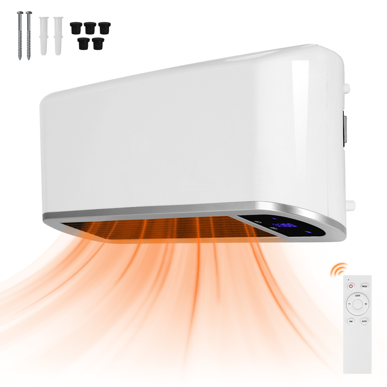 Jiubiaz Wand Heizlüfter Mit Fenster-offen-erkennung & Wi-fi Funktion Heizkörper Für Bis Zu 60qm Elektroheizung Für Wandmontage Inkl. Montagematerial Mit 1,5m Kabel, Fernbedienung & Timer