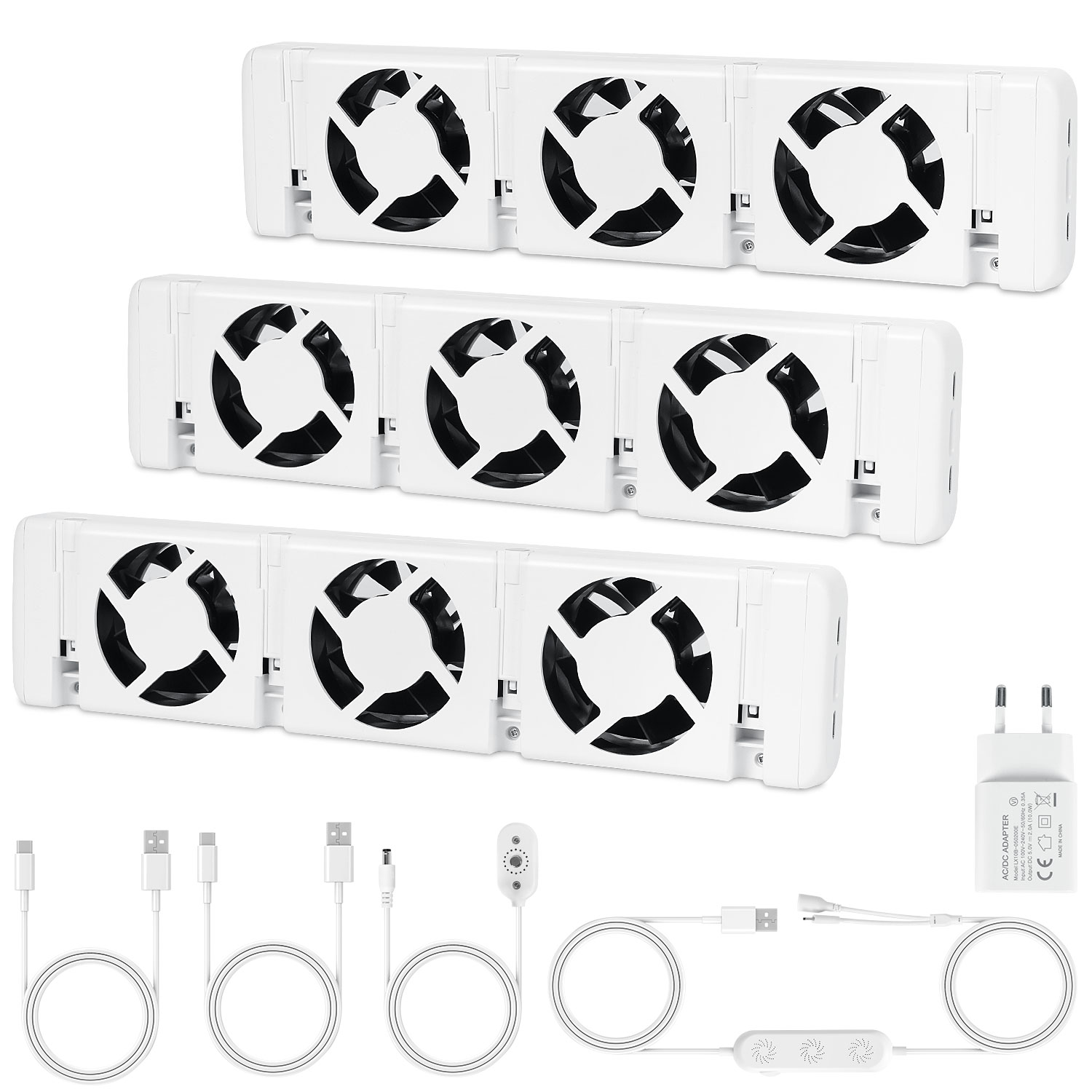 Jiubiaz Heizkörperverstärker 3er Set, Je 3 Lüfter, 30 Cm, Regelbar, Temperaturfühler, Magnetisch, Bis 150 Cm