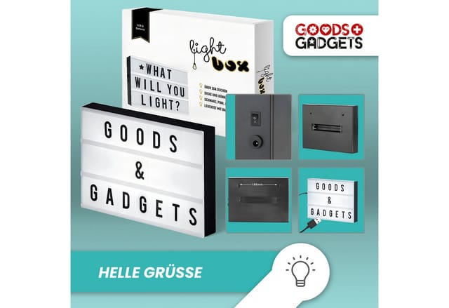 Goods+Gadgets LED Lichtbox GOODS+GADGETS LED Lightbox mit Buchstaben - Botschaftsbox, LED fest integriert, Light-Box Leuchtkasten