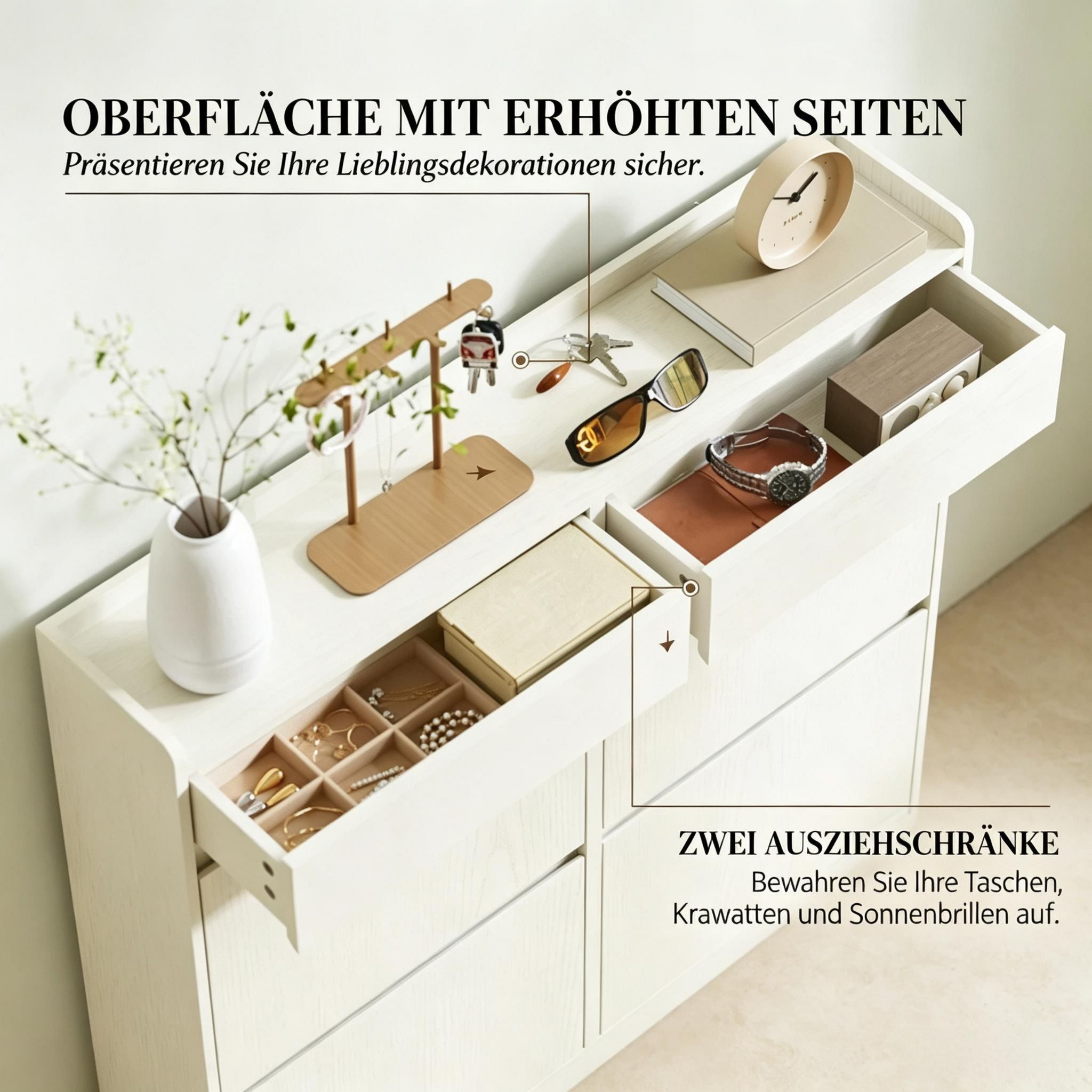 Schuhschrank Für 8 Paar Schuhe, Mit 2 Schiebetüren Und 4 Ausklappbaren Fächern, Platzsparender Schuhschrank Für Den Flur(nur Mit Schuhschrank)