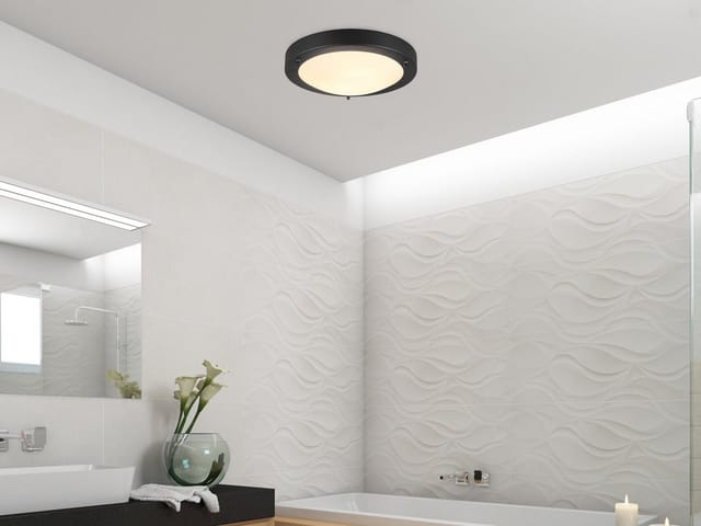 TRIO Leuchten LED Deckenleuchte, Dimmfunktion, LED wechselbar, Warmweiß, Badezimmer-Lampen Decke Bad-lampe & Gäste WC Schwarz Treppenhaus, IP44