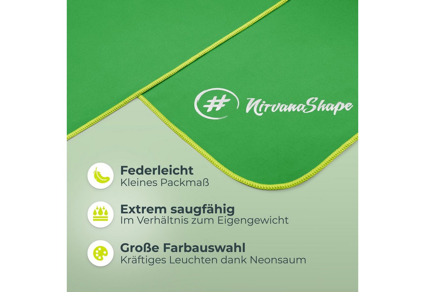 NirvanaShape Sporthandtuch Mikrofaser Handtuch, Badehandtuch, Reisehandtuch, Sporthandtuch, saugfähig, leicht, schnelltrocknend, für Reisen, Fitness, Yoga, Sauna Bild 3