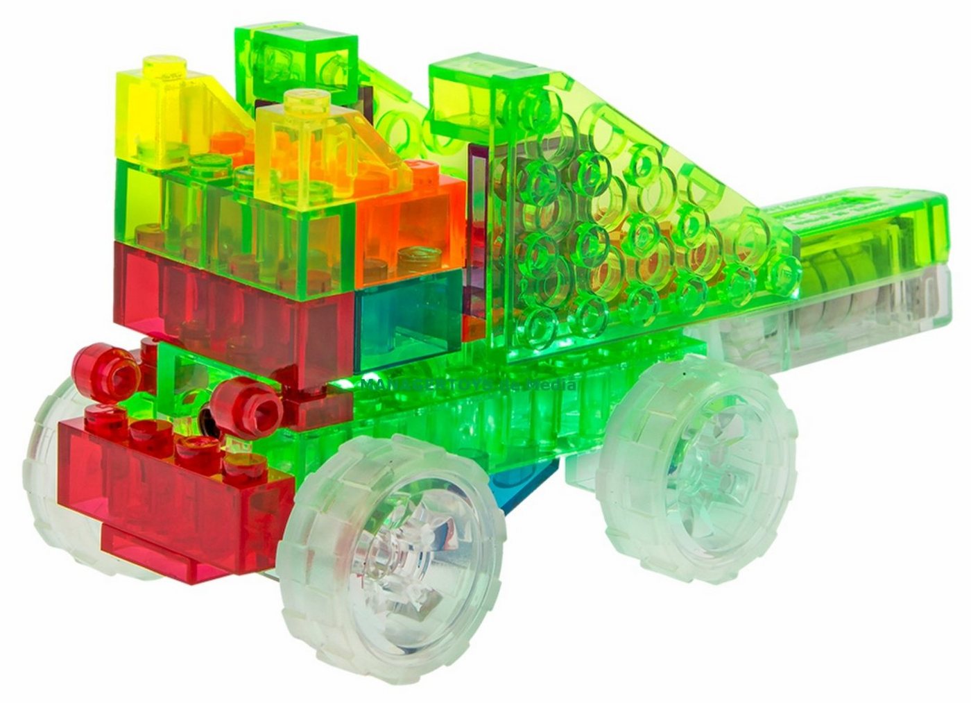 Laser Pegs Modellbausatz Bulldozer Klemmbausteine 4 in 1 LED Licht Set Noppensteine Kran Truck Bild 4