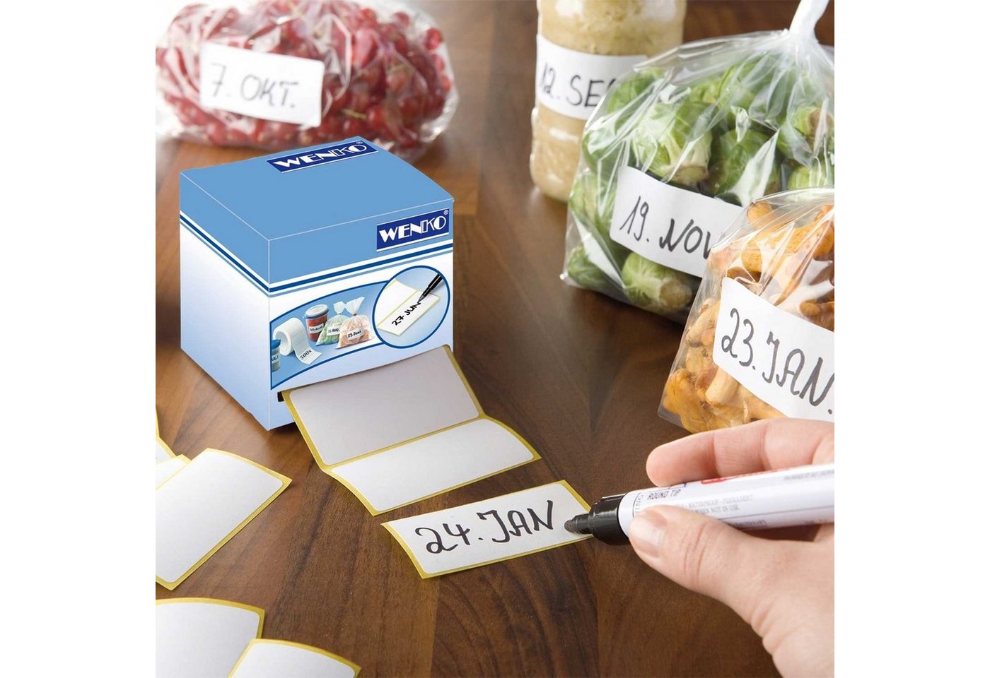Maximex Küchenorganizer-Set Haftetiketten 500 Stk. in praktischer Spenderbox Bild 2
