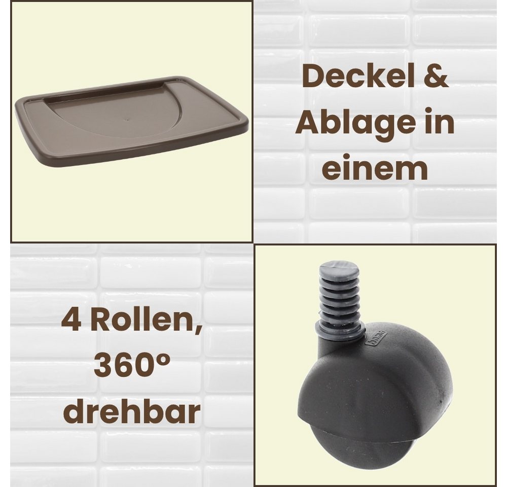 GarPet Küchenwagen Küchenwagen mit Rollen Küchentrolley Küche Rollwagen schmal eckig Weiß Bild 2