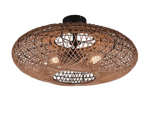 TRIO Leuchten LED Deckenleuchte, Dimmfunktion, LED wechselbar, Warmweiß, große ausgefallene Boho Korblampe für Treppenhaus, Lampenschirm Ø 52cm
