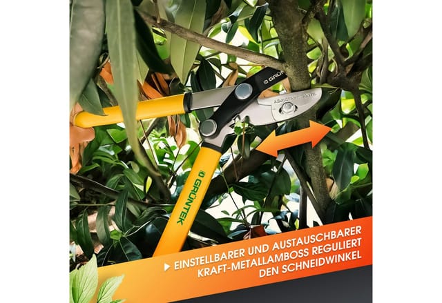 GRÜNTEK Astschere Astschere GRIZZLY 470mm Amboss mit Gear-Drive Schneidsystem, bis zu 2,2 x höhere Schneidleistung durch Gear Drive System
