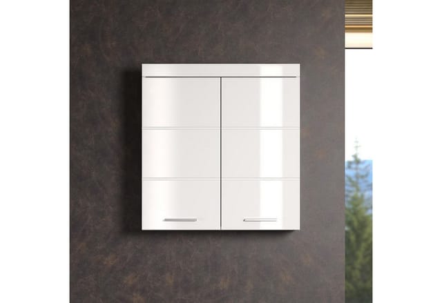 trendteam Hängeschrank Badezimmerschrank Oberschrank Badmöbel Weiß Hochglanz 73 x 77 x 23 cm