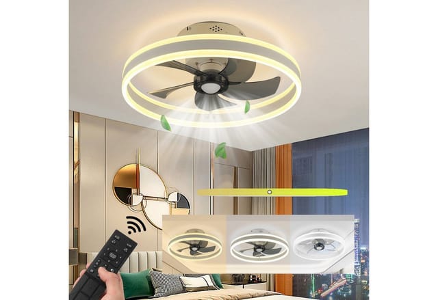 WILGOON Deckenventilator 36W Ventilator Deckenleuchte, 6 Geschwindigkeiten, Mit Fernbedienung, Ventilatorlicht Für Wohnzimmer Schlafzimmer Esszimmer