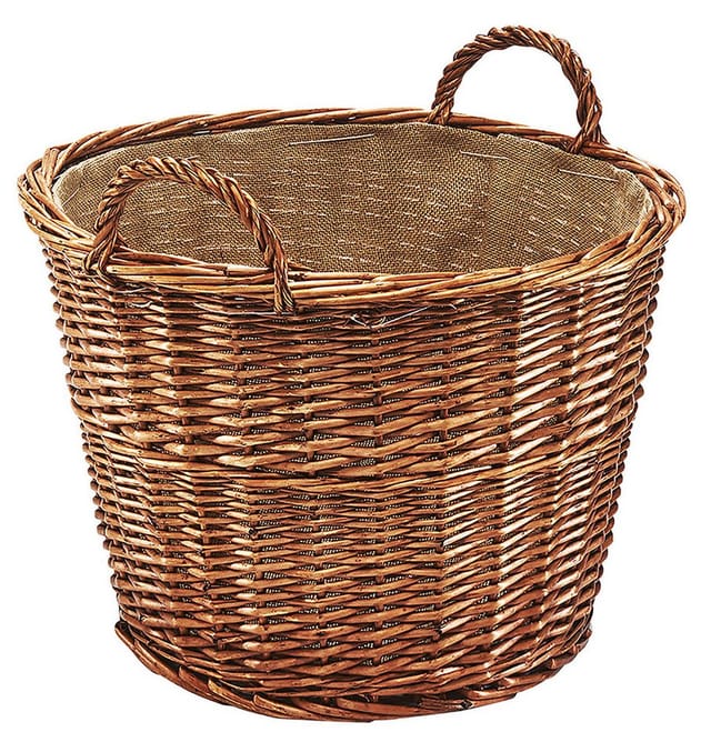 Kobolo Kaminholzkorb Holzkorb aus Weide rund mit Jutestoff