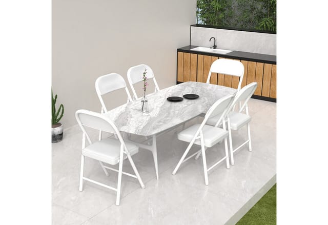 JEOBEST Klappstuhl PU Klappstühle aus Kunststoff und Metall, Faltbarer Stuhl, (1/2 St) Kunstleder Stabil Klappstuhl für Hochzeit Essen Küche Schule