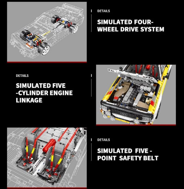 Happy Build Bole Brick YC-23043 Audi Sport Quattro S1 mit 3.887 Teilen RC-Modell Konstruktions-Spielset, (3887 St)