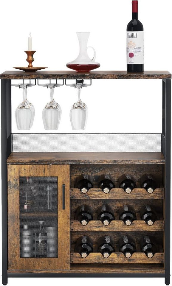 GarveeMore Weinschrank Weinregal Weinständer Barschrank mit Glashalter 69x35x92cm