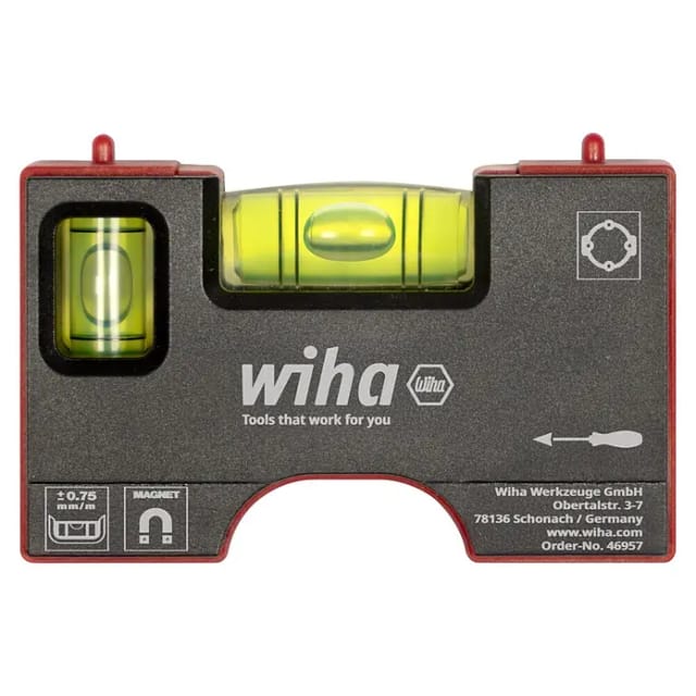 Wiha Wasserwaage (46957), Zwei Libellen, 4-Ring-Libelle, 60mm Abstand Zentrierspitzen