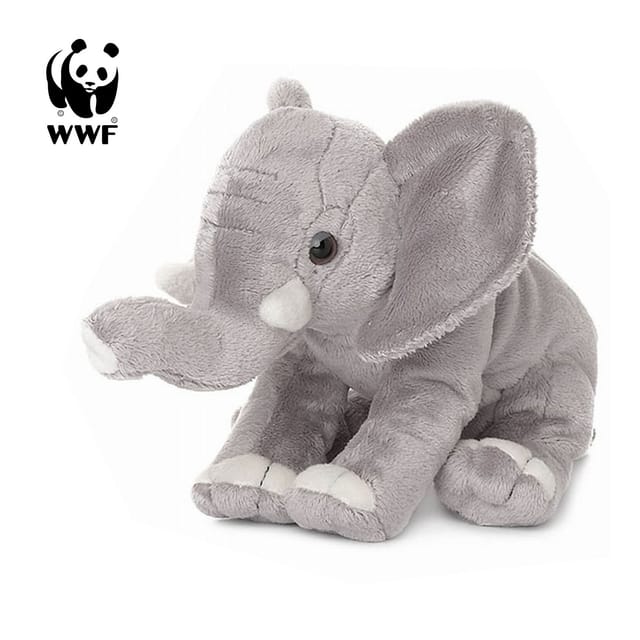 WWF Kuscheltier Plüschtier Elefant (Rüssel hoch, 18cm), sitzend