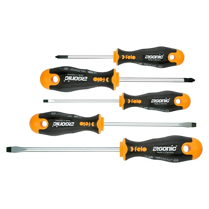 Felo Schraubendreher-Set ERGONIC® (5 -tlg., Stahl, Passend für: GeeignetFuer: Schlitz- und Pozidriv-Schrauben)